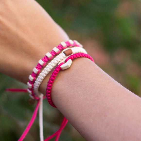 White Rustic Candy Pink handmade ethnic bracelets cover