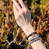 Brown Raymi Carbon Black bracelets that fight poverty on wrist