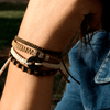 Black Wayta Urban Khaki fair trade bracelets on wrist