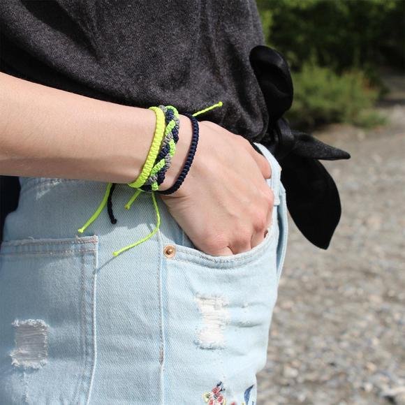 Andel Electric Yellow Blue Knotted Charity Bracelet Cover