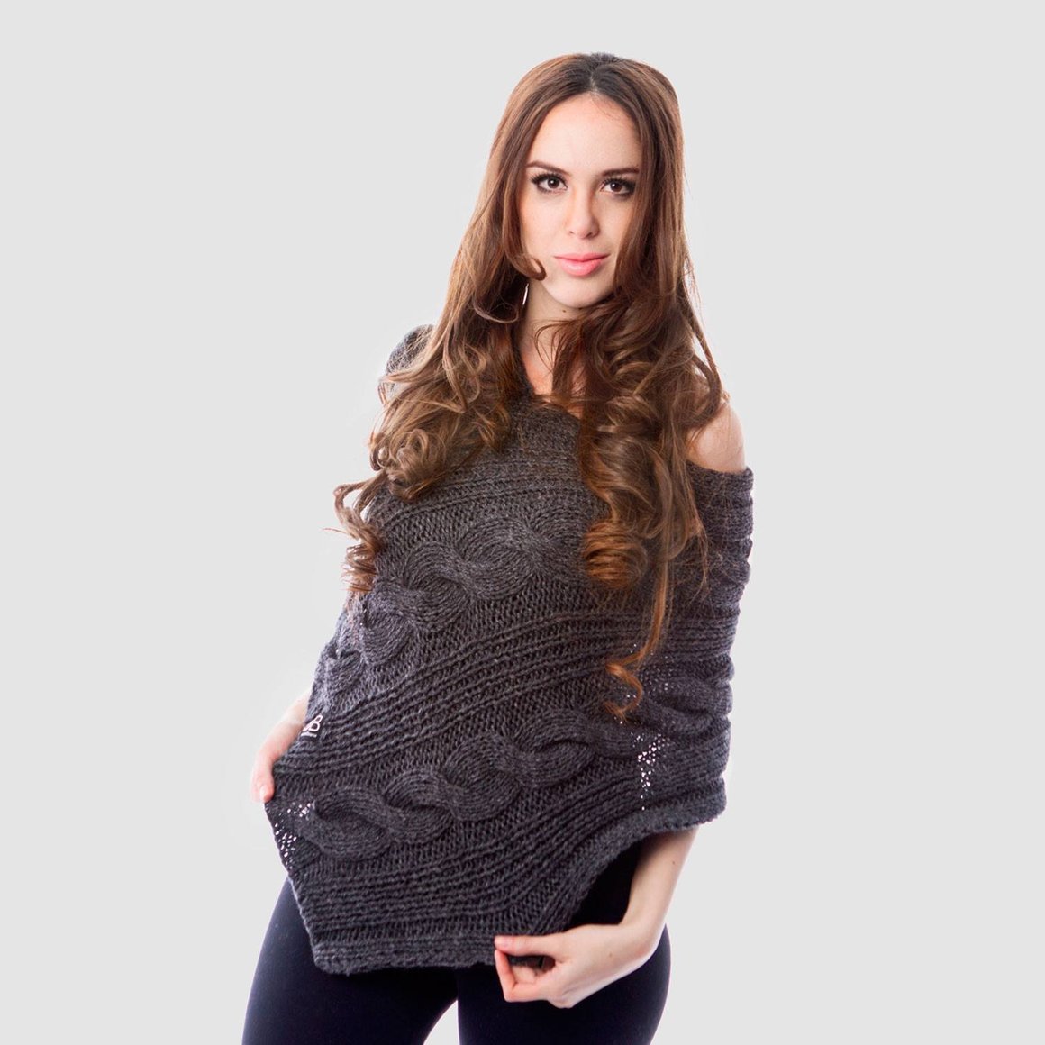 beyondBeanie bB grey illimani poncho, handcrafted poncho, social good products